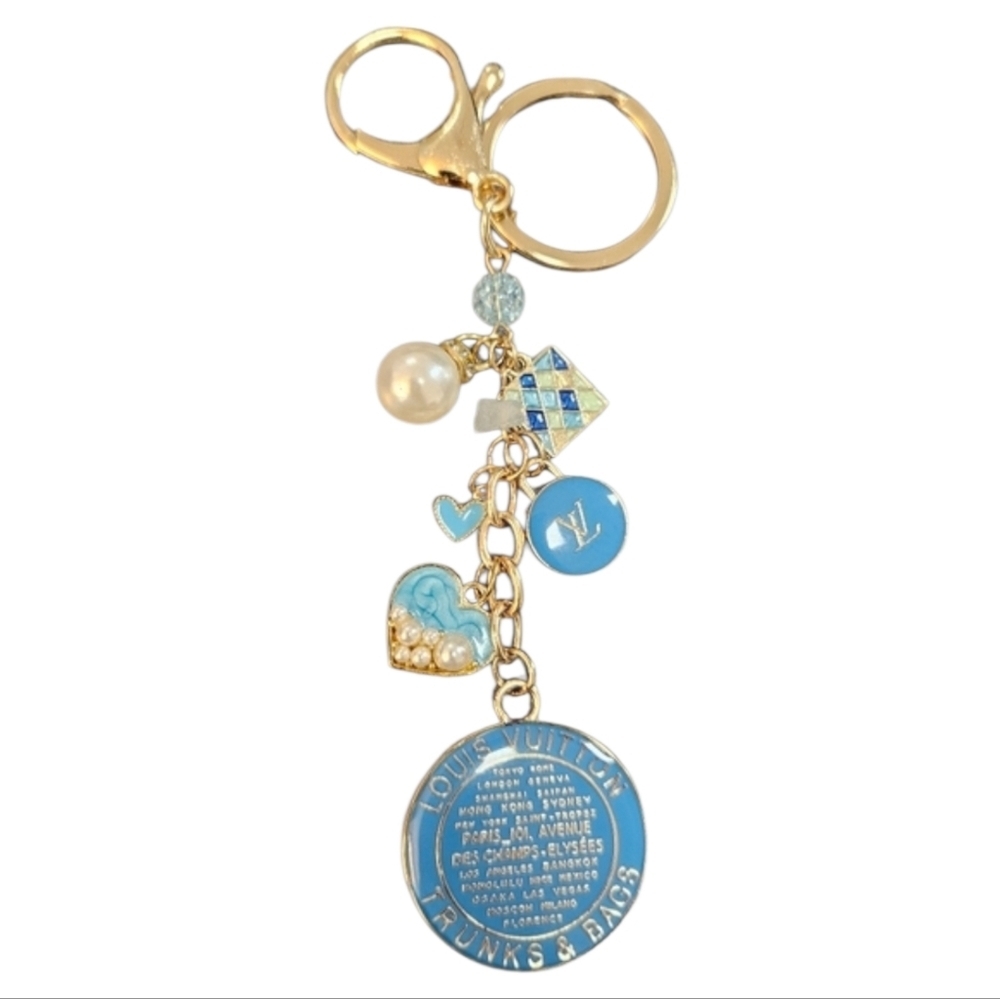NEW Louis Vuitton Blue Trunk & Skittle Charmed Bag Charm - Handmade